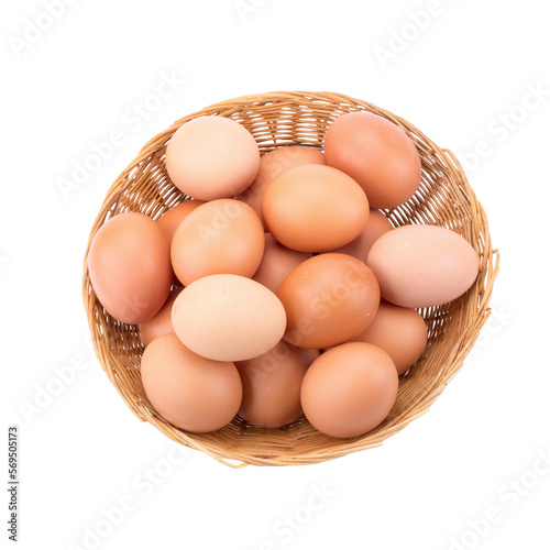 Obraz na płótnie Eggs in basket isolated on a transparent background. w salonie