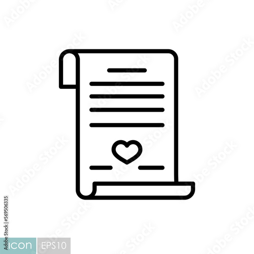 Marriage contract. Wedding certificate vector icon