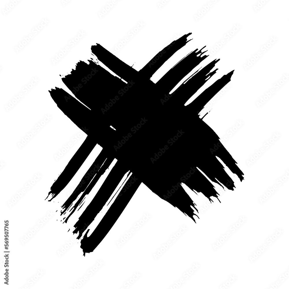 Black brush cross symbol Black brush cross symbol