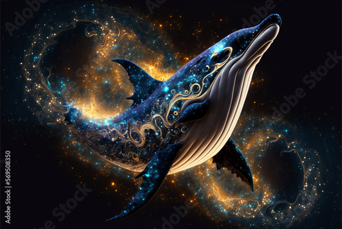 Fototapeta Naklejka Na Ścianę i Meble -  Spirit animal - Whale, Generative AI