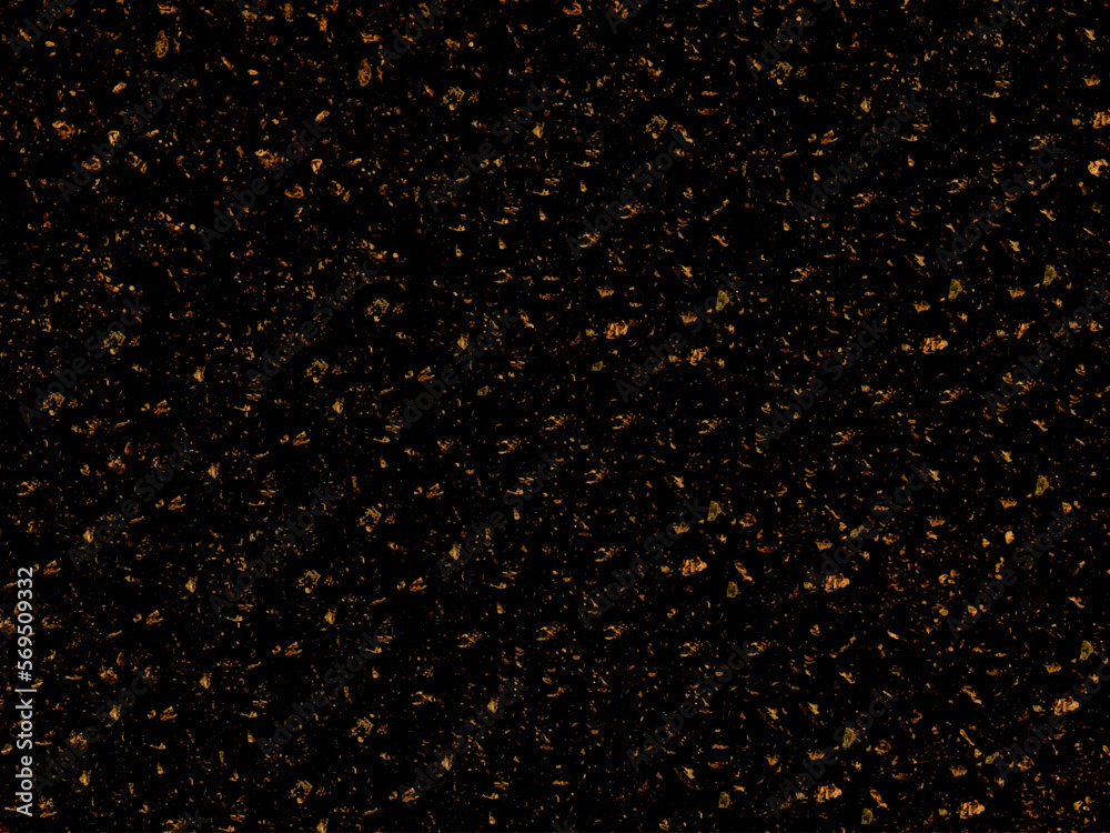 Dark vector natural grunge background with concrete wall texture and gold large and small grains. UHD 4K wallpapers. For screen, desktop, website design, overlay, stencil, banner, stylization