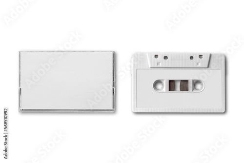 Slika na platnu Blank cassette tape mockup with cover isolated on a background