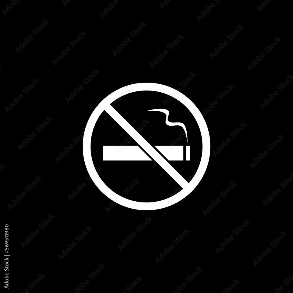 No Smoking Icon Symbol Sign, icon isolated on black background. No Smoking Icon Symbol Sign, icon isolated on black background.