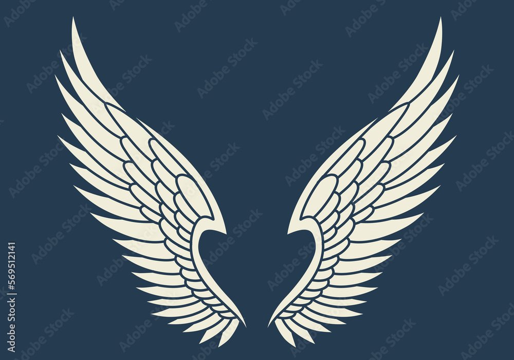 Fototapeta premium Vector logo icon white angel wings