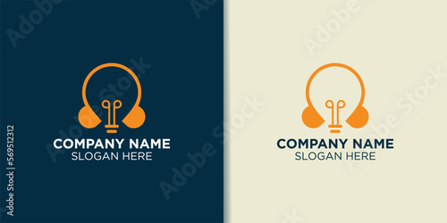 headset and bulb logo vector, technology logo inspiration
