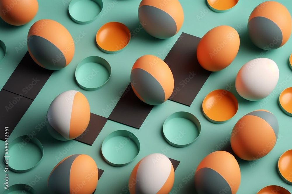 Abstract geometric easter eggs pattern, ai generated 