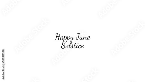 Happy June Solstice wish typography with transparent background