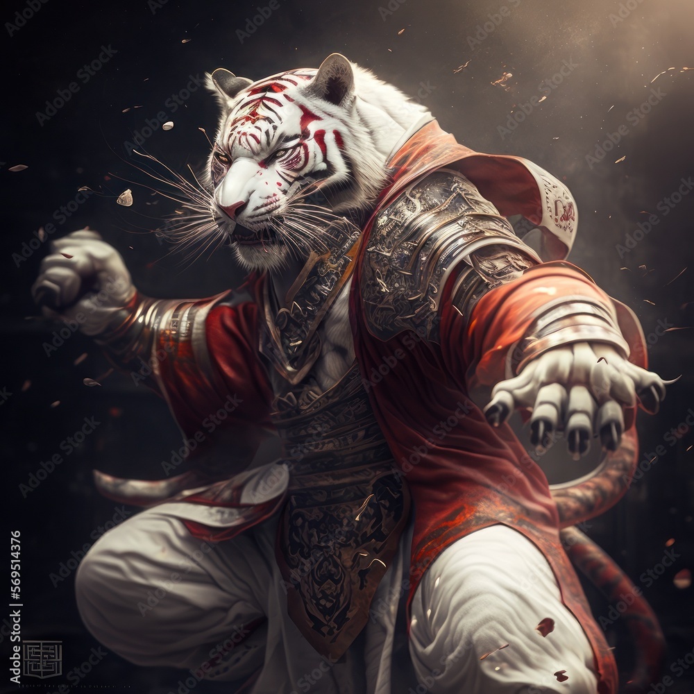 Hyper-Detailed White Tiger Fighter Portrait Generative AI Stock ...