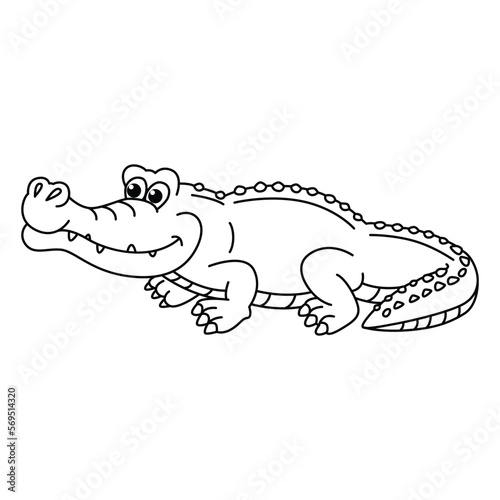 Funny crocodile cartoon vector coloring page