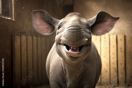 Smiling Animals, Rhino , Social Media, Websites, and Print Materials, illustration, generative AI
