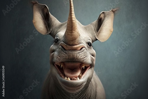 Smiling Animals  Rhinoceros  Social Media  Websites  and Print Materials  illustration  generative AI
