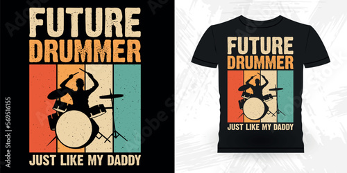 Funny Musician Drummer Retro Vintage  Mother's Day Drummer T-shirt Design