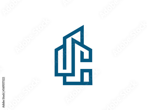 modern building letter C illustration vector logo