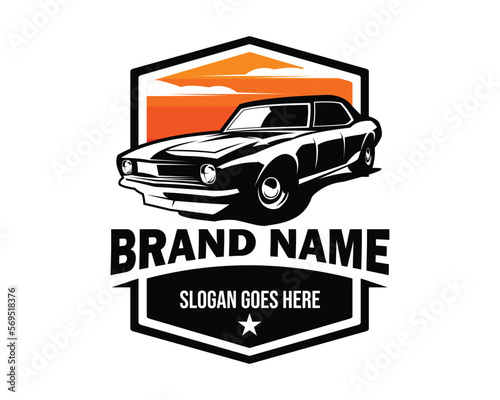 Chevrolet muscle car silhouette. premium vector design. isolated white background view from side. Best for logo, badge, emblem, icon, sticker design. available in eps 10.