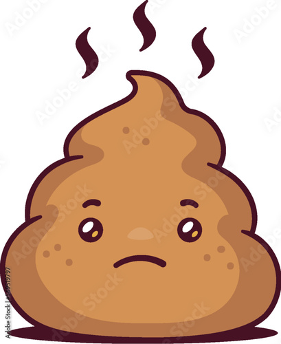 Stinky poop character vector cartoon illustration isolated on white