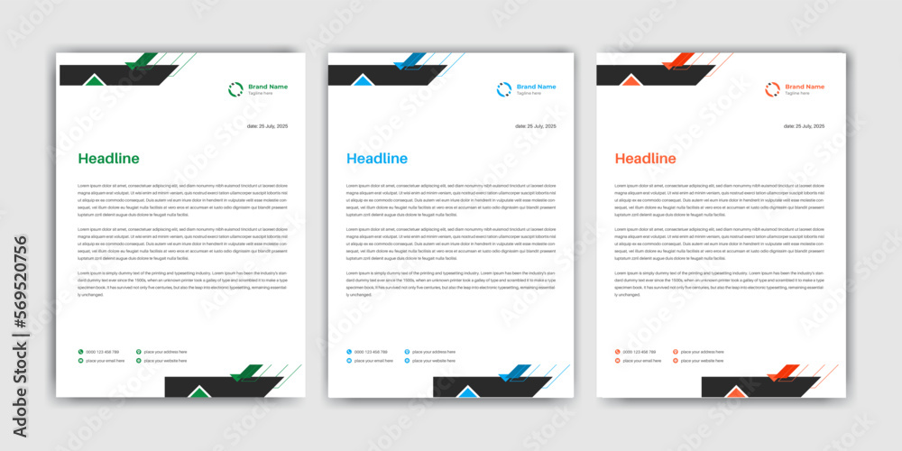 Corporate business letterhead template design, modern and creative letterhead template