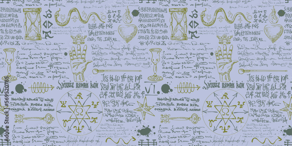 Obraz premium alchemical formula with encrypted symbols