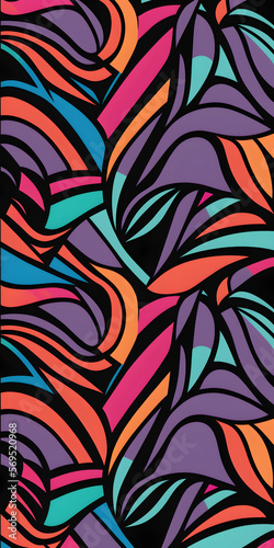 Florida pattern  illustrator  black purple orange blue pink green color palette Generative AI