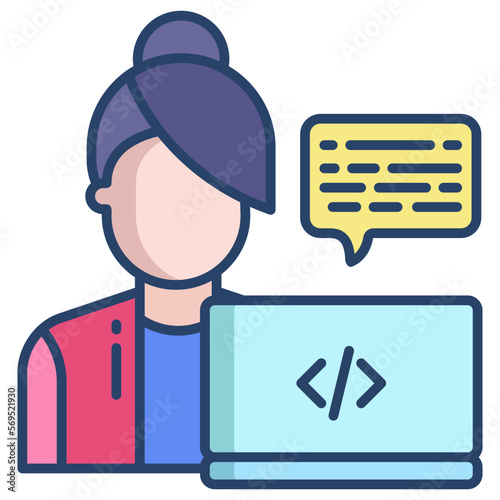 Programmer woman icon
