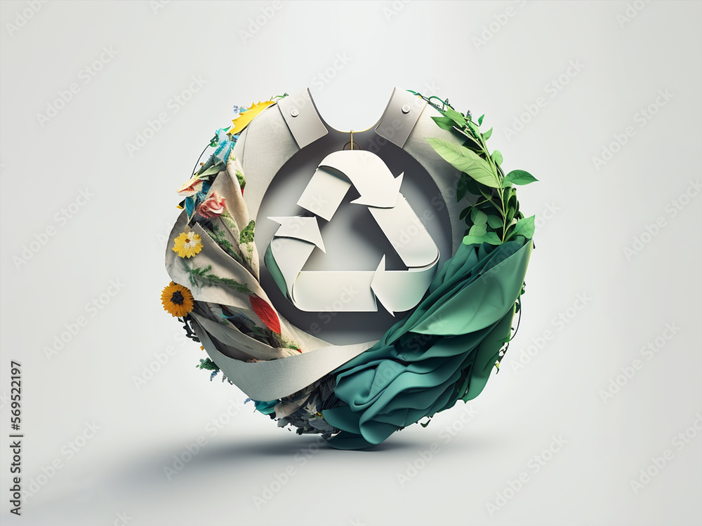Generative IA: zero waste, reuse, sustainability, recycling and way of life. sustainable logo made with IA of sustainability, zero waste, reuse of clothes, help nature, stop polluting the planet.