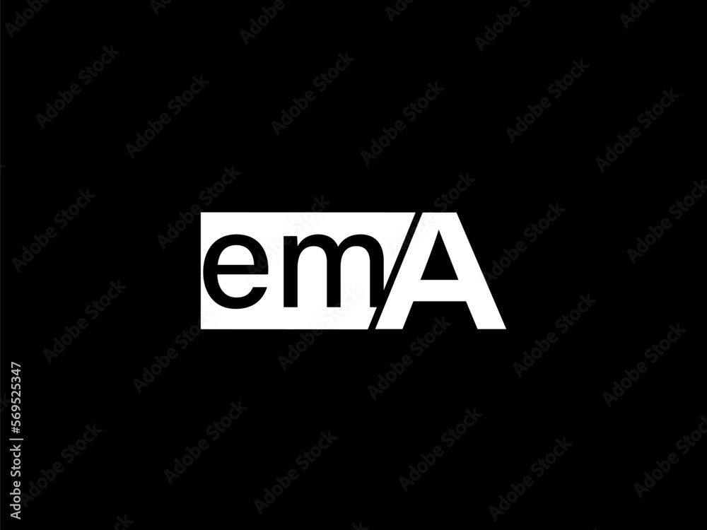EMA Logo and Graphics design vector art, Icons isolated on black background