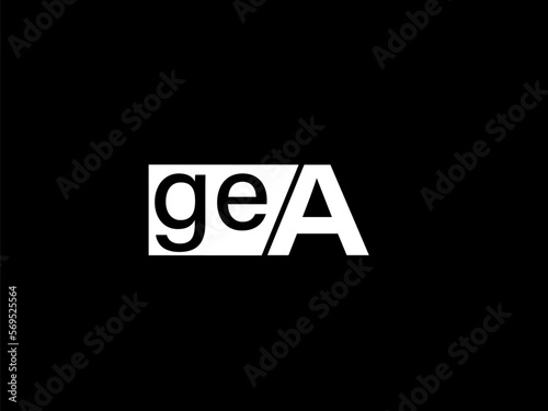 GEA Logo and Graphics design vector art, Icons isolated on black background