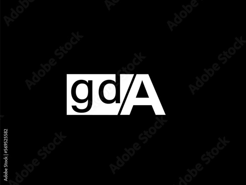 GDA Logo and Graphics design vector art, Icons isolated on black background