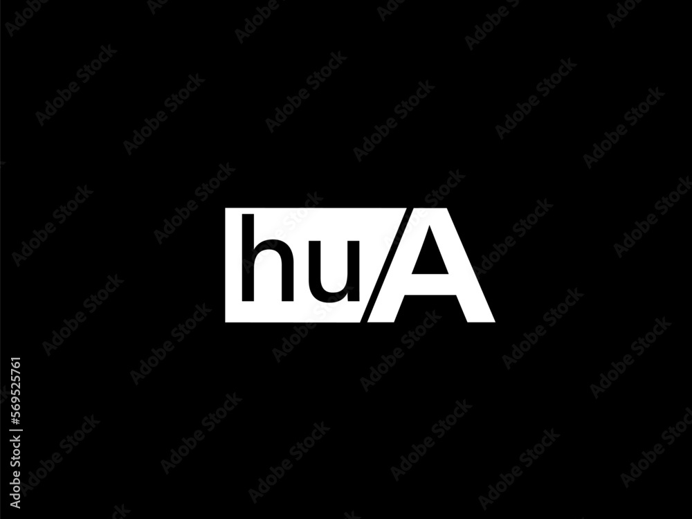 HUA Logo and Graphics design vector art, Icons isolated on black background