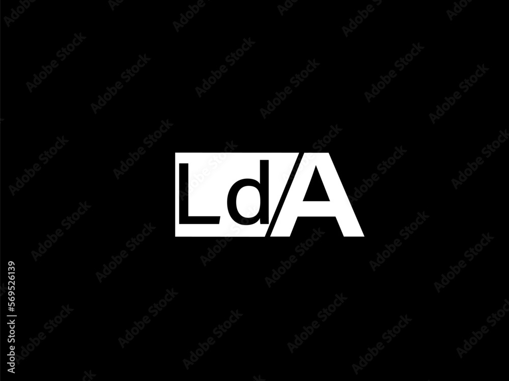 LDA Logo and Graphics design vector art, Icons isolated on black background LDA Logo and Graphics design vector art, Icons isolated on black background