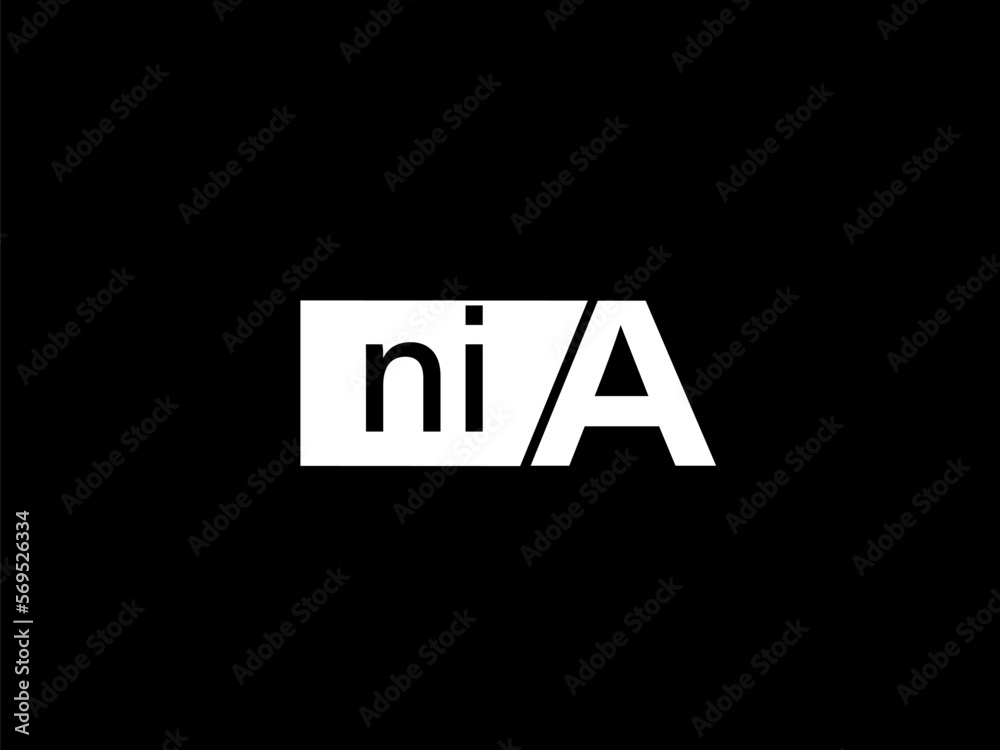 NIA Logo and Graphics design vector art, Icons isolated on black background