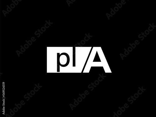 PLA Logo and Graphics design vector art, Icons isolated on black background