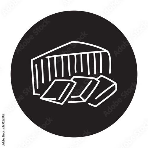 Feta cheese black line icon. Dairy product.