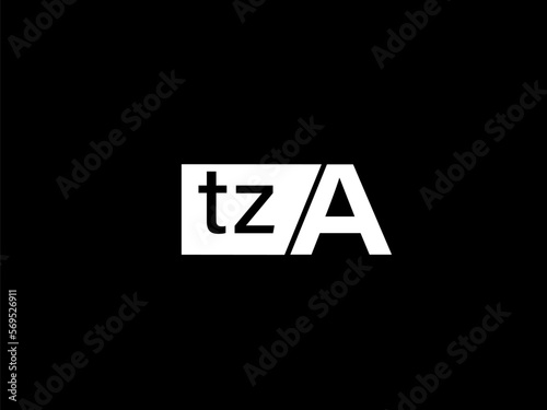 TZA Logo and Graphics design vector art, Icons isolated on black background