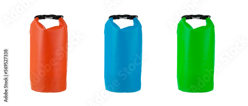 3 waterproof bags on white background