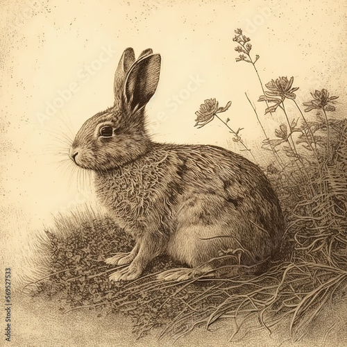Photography Etching rabbit