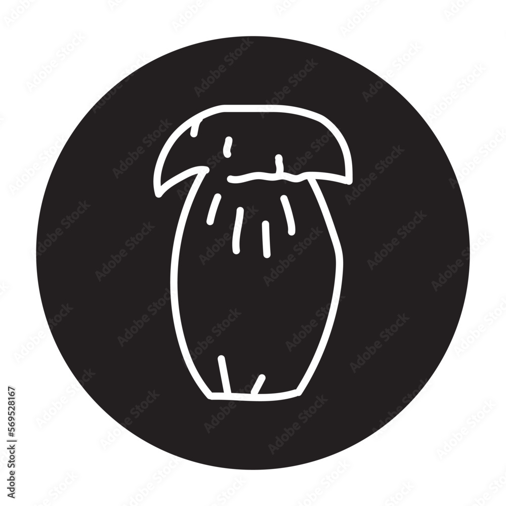 White mushroom color line icon. Cooking ingredient.