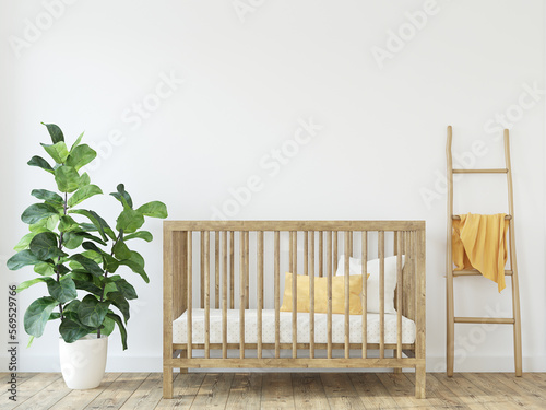 Nursery interior in scandinavian style. 3d render.