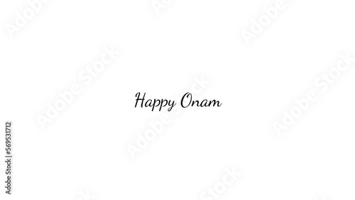 Happy Onam wish typography with transparent background