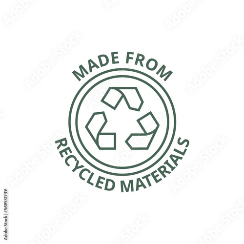 Made with recycled materials vector icon logo badge or label