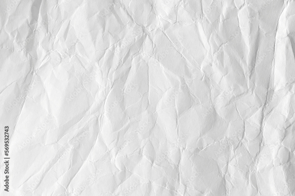 Obraz premium White crumpled paper background, texture old for web design screensavers. Template for various purposes or creating packaging.