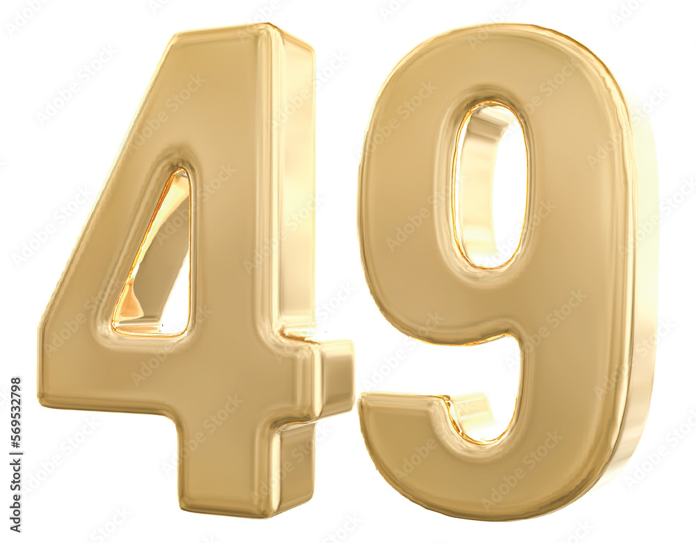 3d gold number 49 with Generative AI 3d gold number 49 with Generative AI