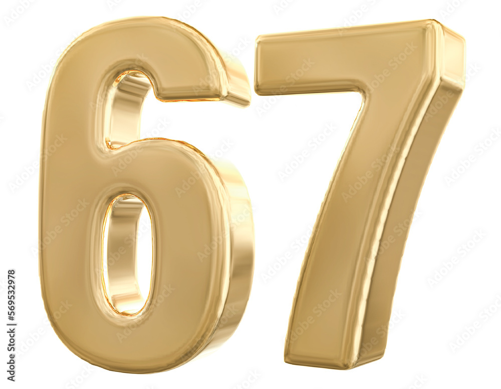 3d gold number 67 with Generative AI 3d gold number 67 with Generative AI