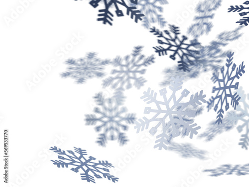 Transparent png composition of silver christmas snowflakes