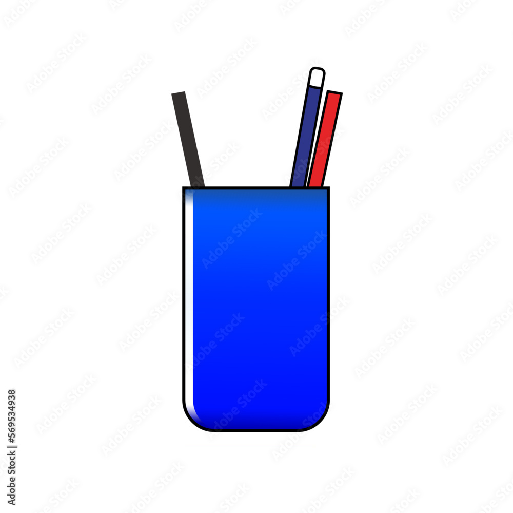 Pencil case, pen case blue design vector Pencil case, pen case blue design vector