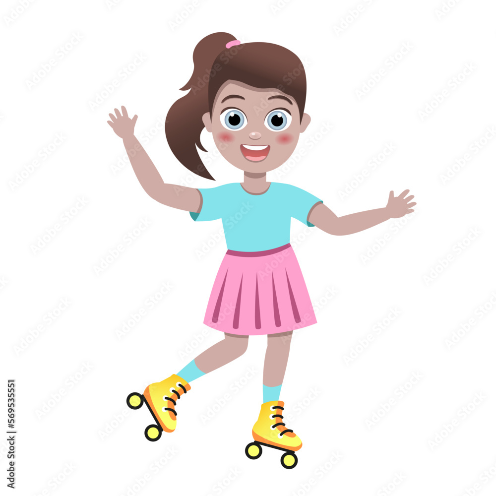 kids outdoors activity, roller skating girls. Young women roller skates, rollerblading teenager active trendy leisure time outdoors, female characters in colorful clothes, vector isolated set kids outdoors activity, roller skating girls. Young women roller skates, rollerblading teenager active trendy leisure time outdoors, female characters in colorful clothes, vector isolated set