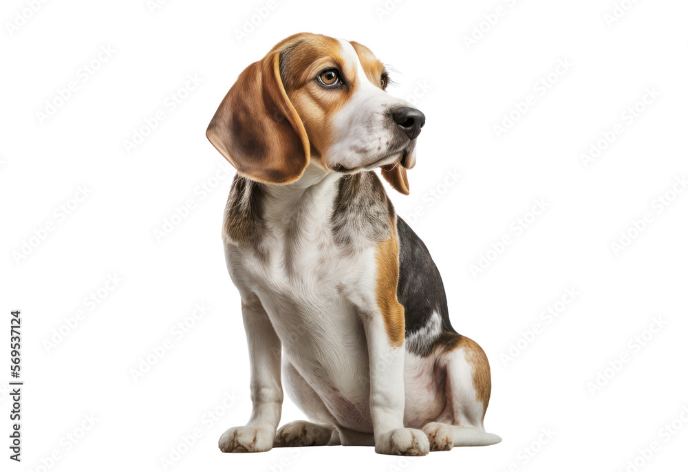 Beagle dog isolated on white, generative ai , PNG