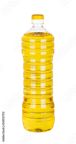 Bottle of sunflower oil isolated on transparent background. Png format photo