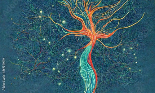 Obraz na płótnie The root the family the basis of life blood invisible ties abstraction background, Generative AI w salonie