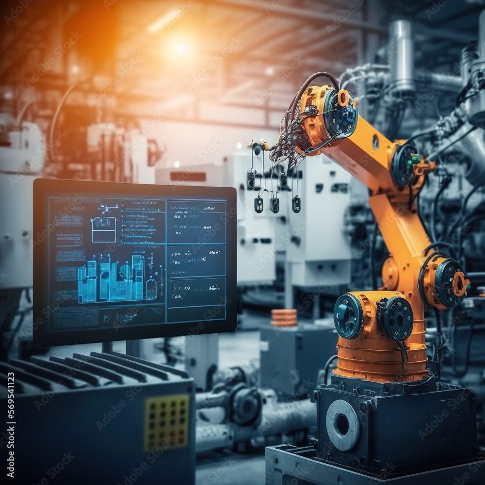control welding robotics arm system for digital industry using software connected to internet network in intelligent factory industrial with monitoring system, generative ai control welding robotics arm system for digital industry using software connected to internet network in intelligent factory industrial with monitoring system, generative ai