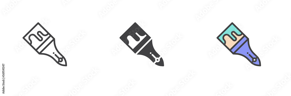 Paintbrush different style icon set Paintbrush different style icon set
